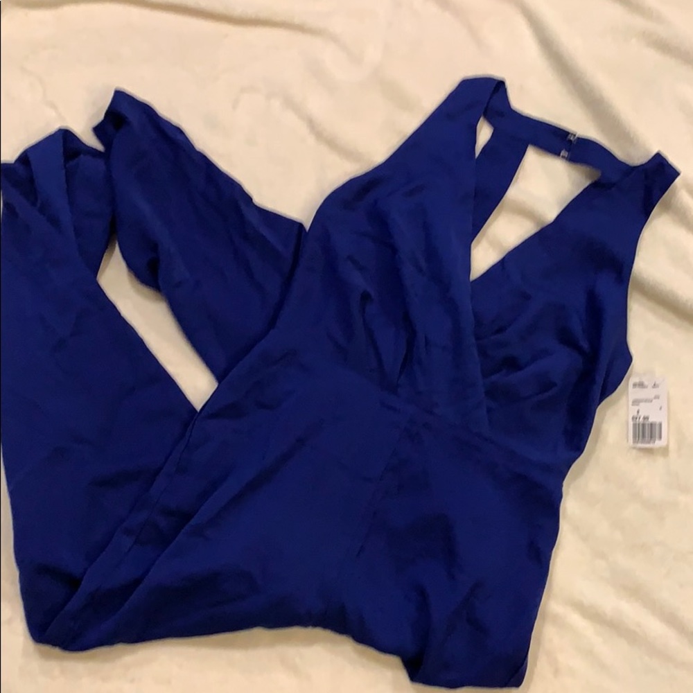 Blue jumpsuit.